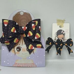 Halloween Candy Corn Matching Hair Bow Earrings Mommy and Me